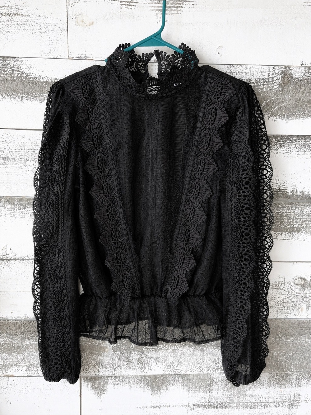 Express Black Lace High-Neck Women's Blouse